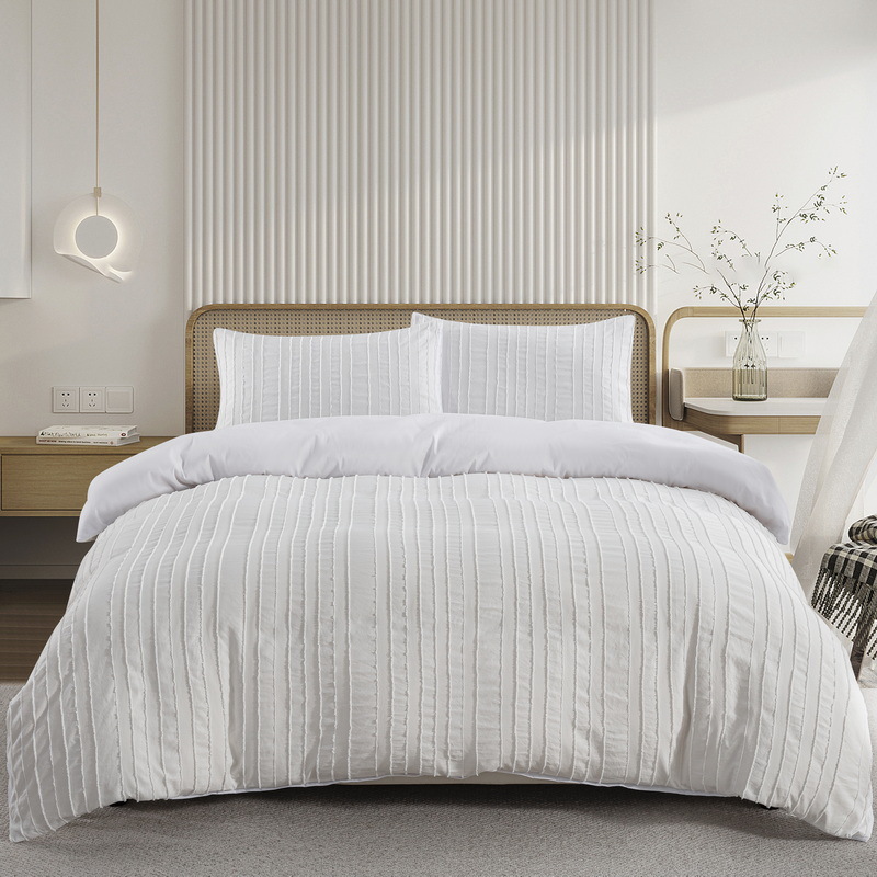 布団カバー セット 縦しま模様刺繍入り高級布団カバーセット