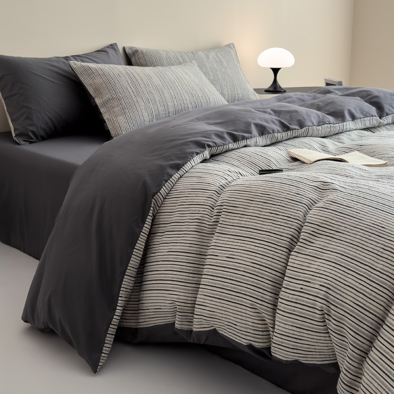 布団カバー セット 縦縞模様の上質コットン布団カバーセット