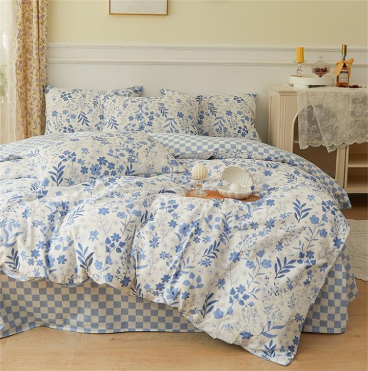 布団カバー シーツ 花柄シーツ四点組 綿素材布団カバー 可愛い小花柄