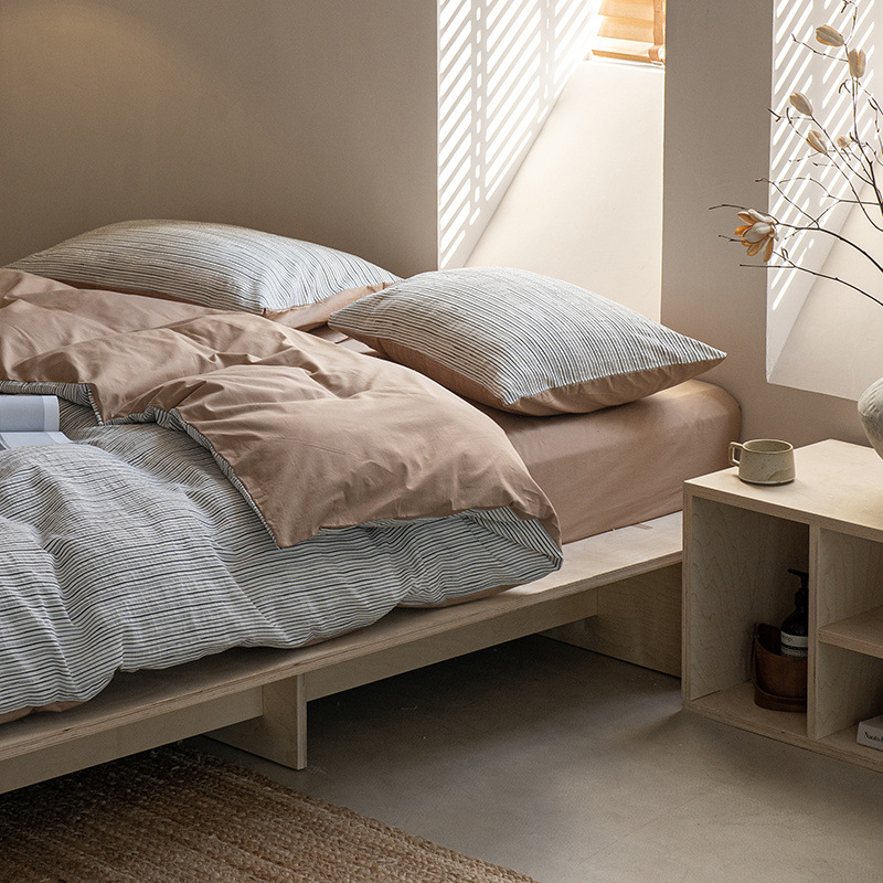 布団カバー セット 細縞模様とリバーシブル仕様の上質布団カバーセット