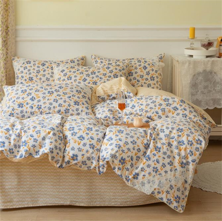 布団カバー シーツ 花柄シーツ四点組 綿素材布団カバー 可愛い小花柄