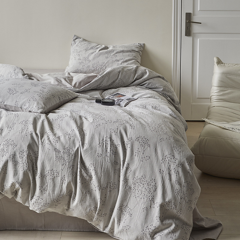 布団カバー セット 野の花模様コットンリネン布団カバーセット