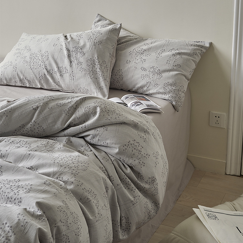 布団カバー セット 野の花模様コットンリネン布団カバーセット