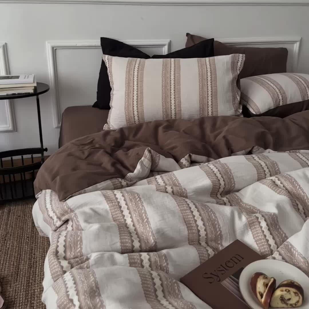 布団カバー セット 北欧風縦しま模様布団カバーセット