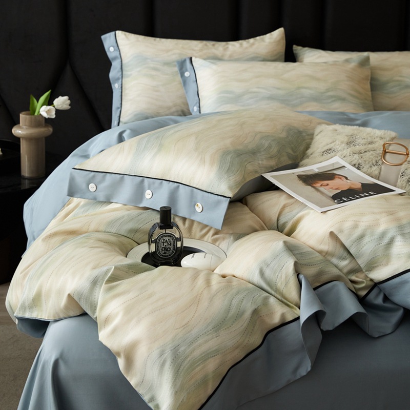 布団カバー セット 雲海模様配色切替え高級感布団カバーセット