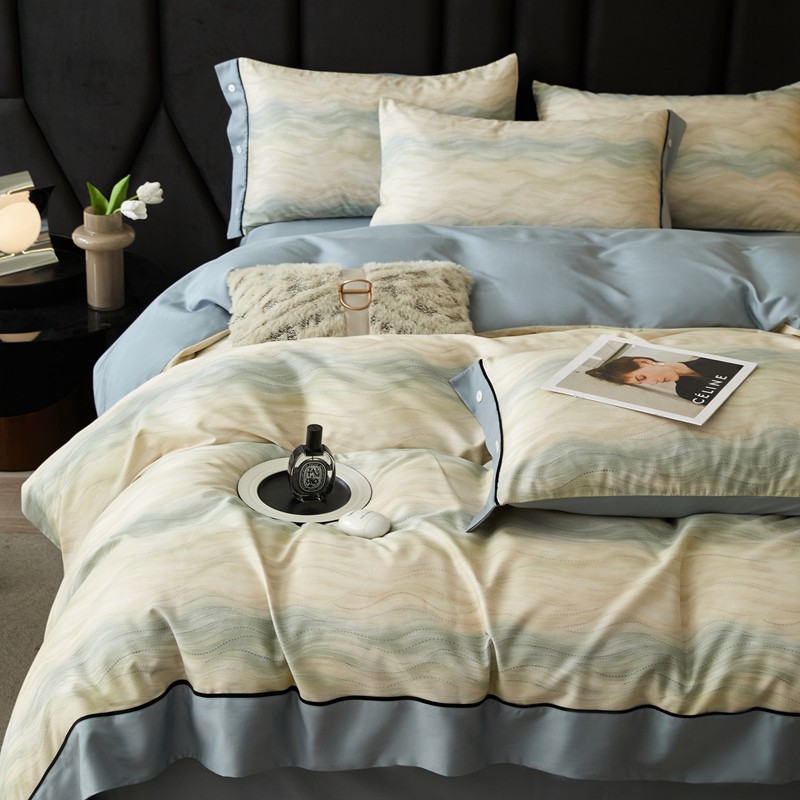布団カバー セット 雲海模様配色切替え高級感布団カバーセット