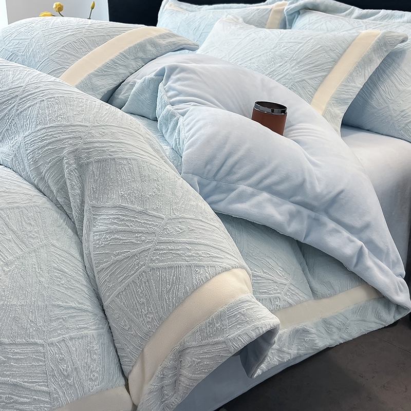 布団カバー セット 上品な刺繍模様とライン装飾布団カバーセット