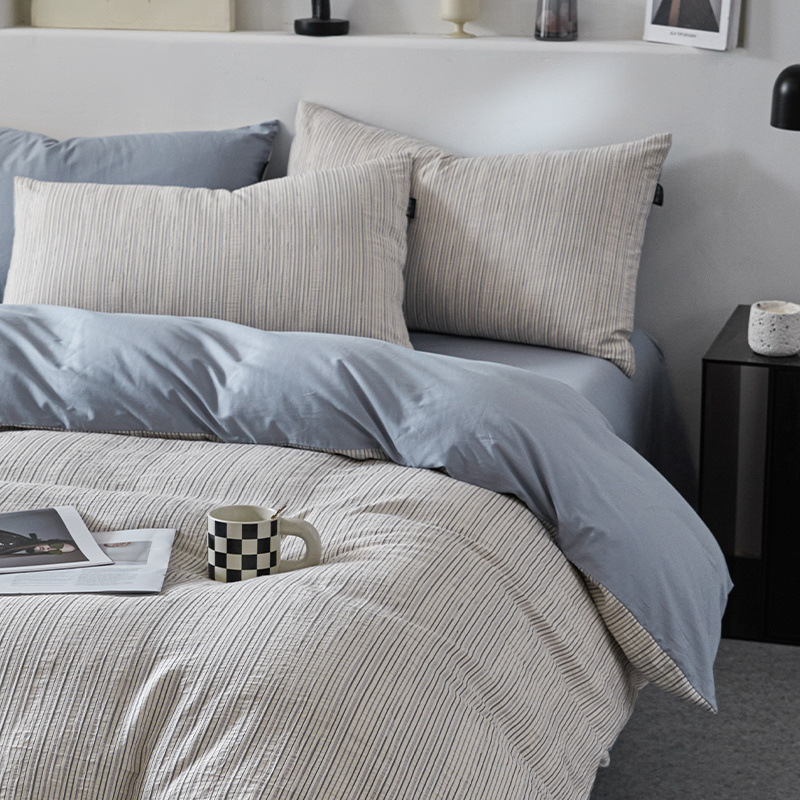 布団カバー セット 北欧風ストライプ柄リバーシブル布団カバーセット