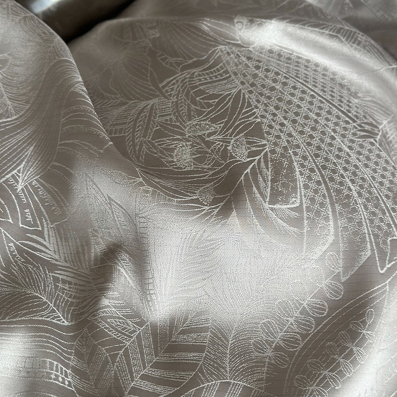 布団カバー セット 熱帯植物柄高級シルク調布団カバーセット