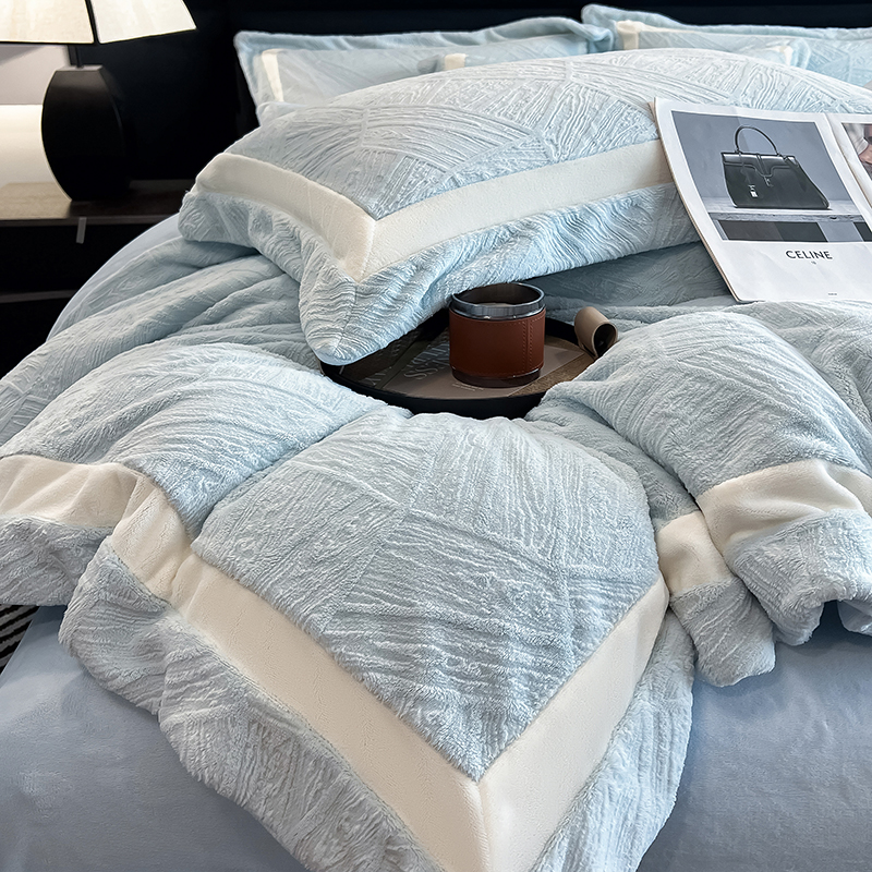 布団カバー セット 上品な刺繍模様とライン装飾布団カバーセット