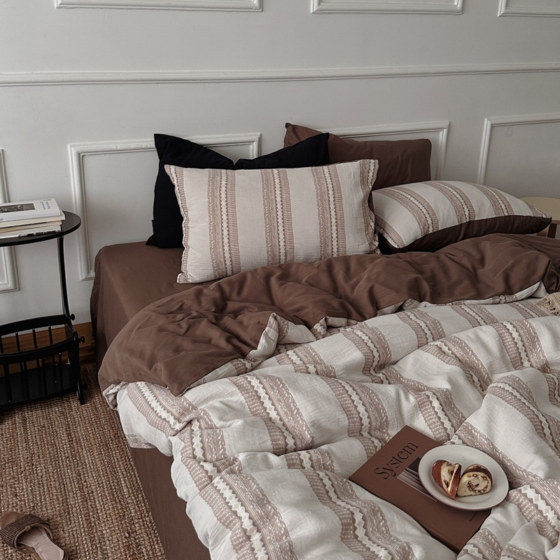 布団カバー セット 北欧風縦しま模様布団カバーセット