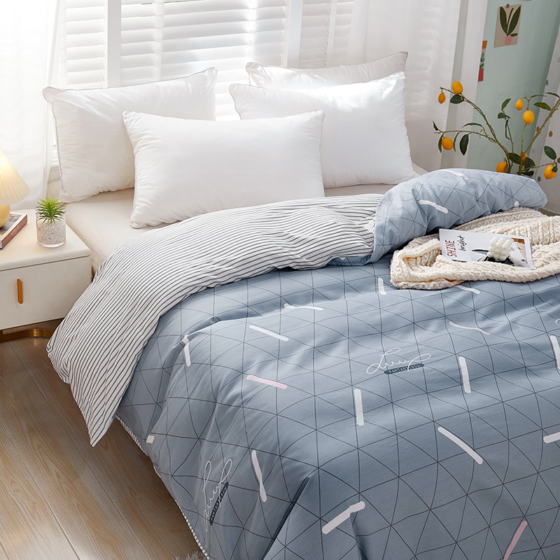 布団カバー 掛布団 幾何学模様とストライプの両面掛布団カバー
