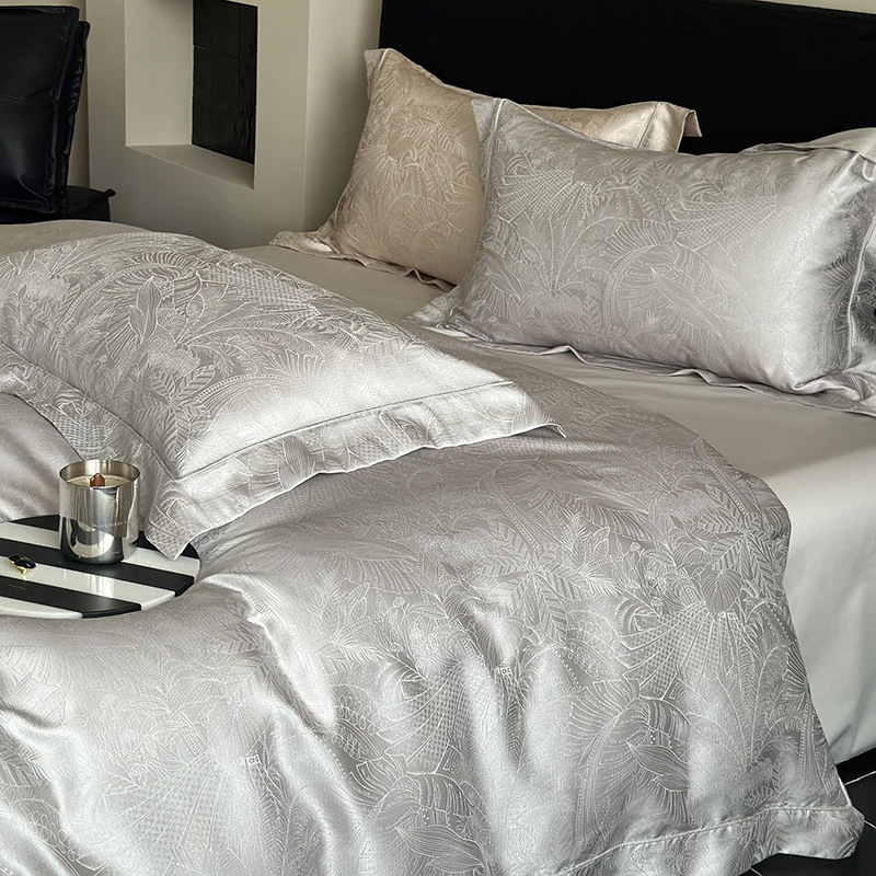 布団カバー セット 熱帯植物柄高級シルク調布団カバーセット