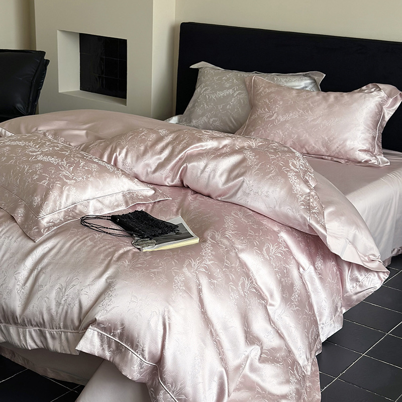 布団カバー セット 熱帯植物柄高級シルク調布団カバーセット