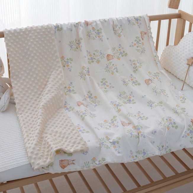ベビー布団 優しさ包む花とうさぎの掛けカバー