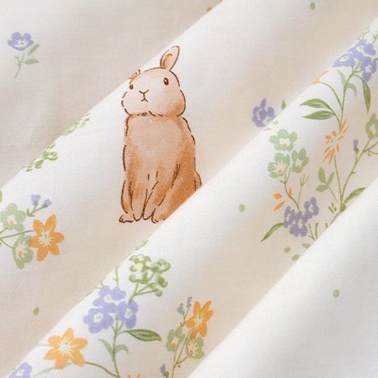 ベビー布団 優しさ包む花とうさぎの掛けカバー