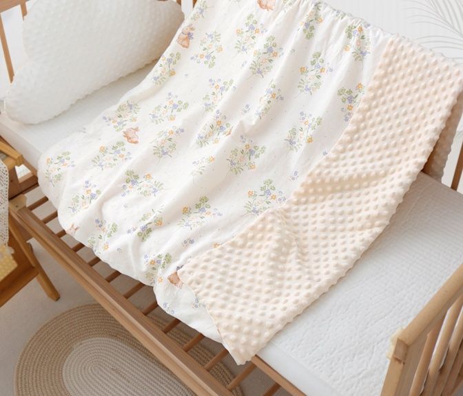ベビー布団 優しさ包む花とうさぎの掛けカバー