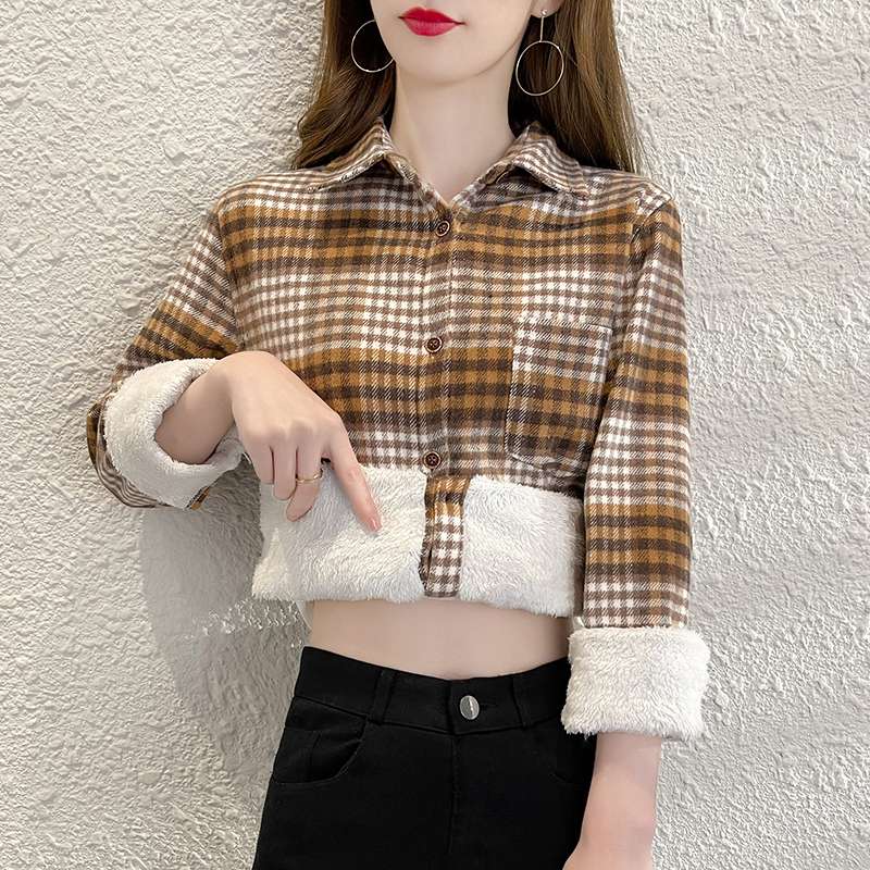 チェック柄シャツ　もこもこ裏起毛チェック柄シャツジャケット