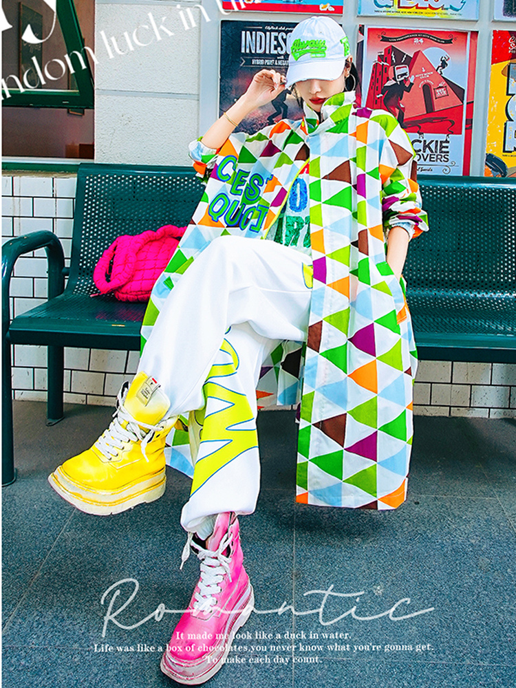 柄シャツ 幾何学模様ビビットアートシャツ