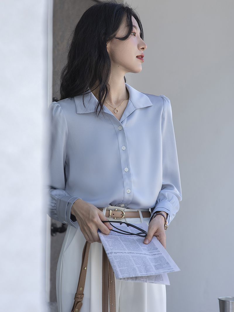 柄シャツ 優雅なパフスリーブシャツ