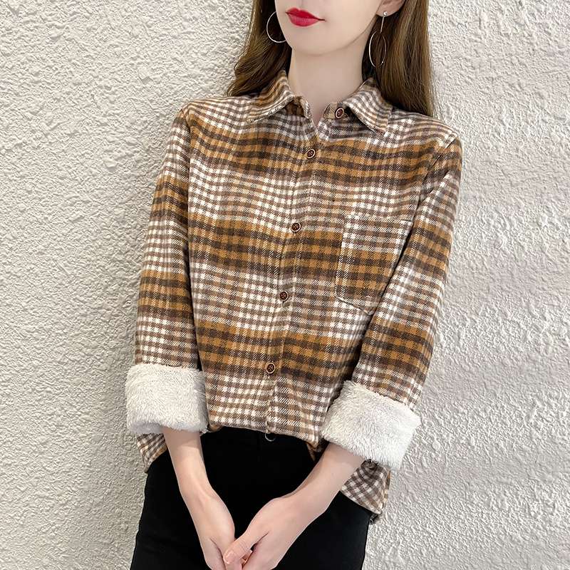 チェック柄シャツ　もこもこ裏起毛チェック柄シャツジャケット