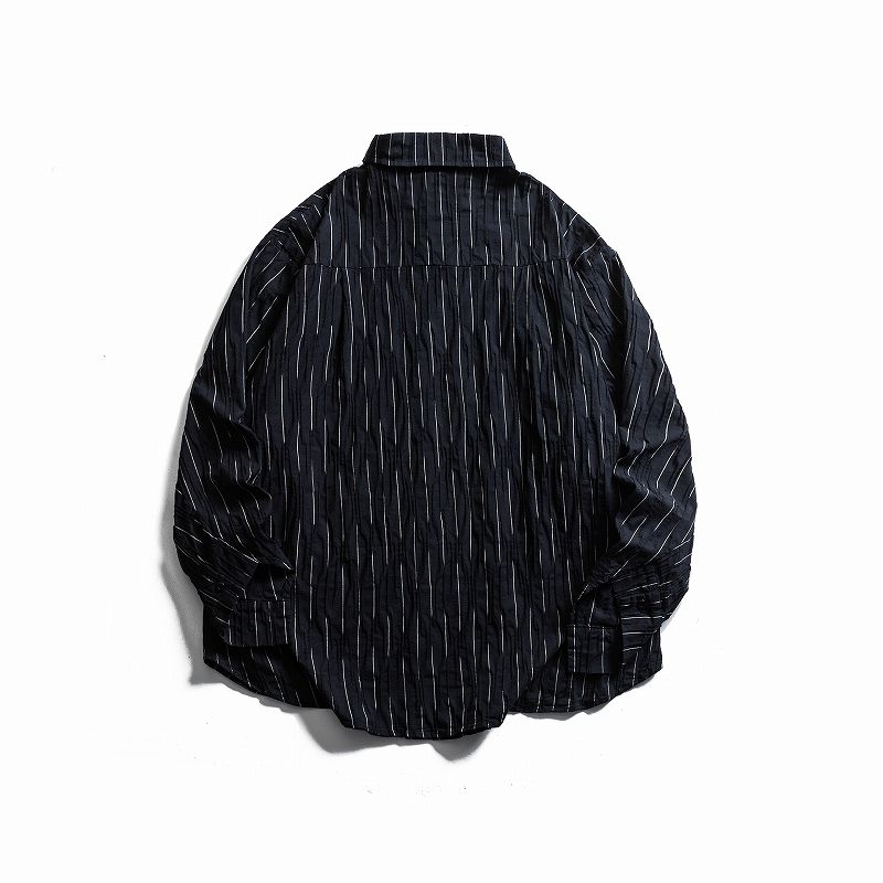 柄シャツ 縦縞柄長袖シャツ男女兼用春秋新作全2色