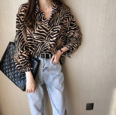 レディース ヒョウ柄シャツ 長袖 大人可愛いトップス
