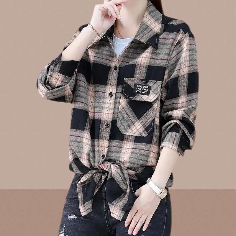 柄シャツ カジュアル チェック柄 ロング シャツ