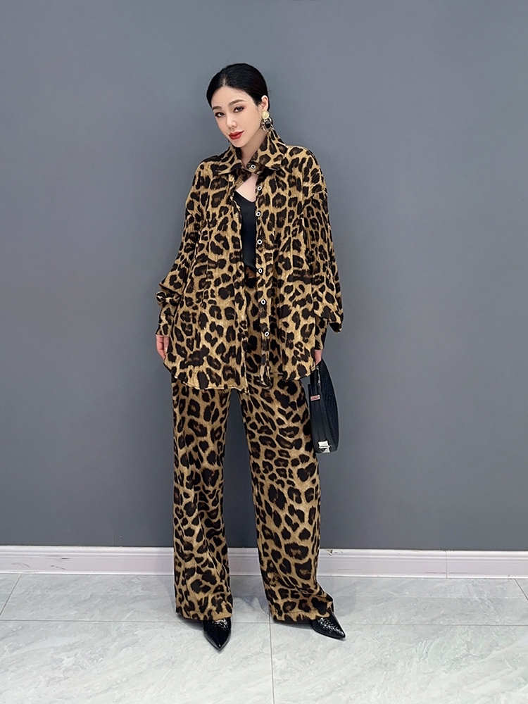 柄シャツ 野性的優美ヒョウ柄セットアップ