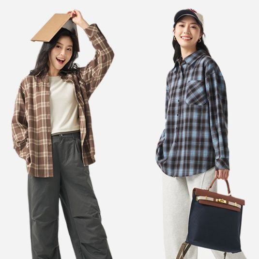 柄シャツ クラシック格子柄シャツ