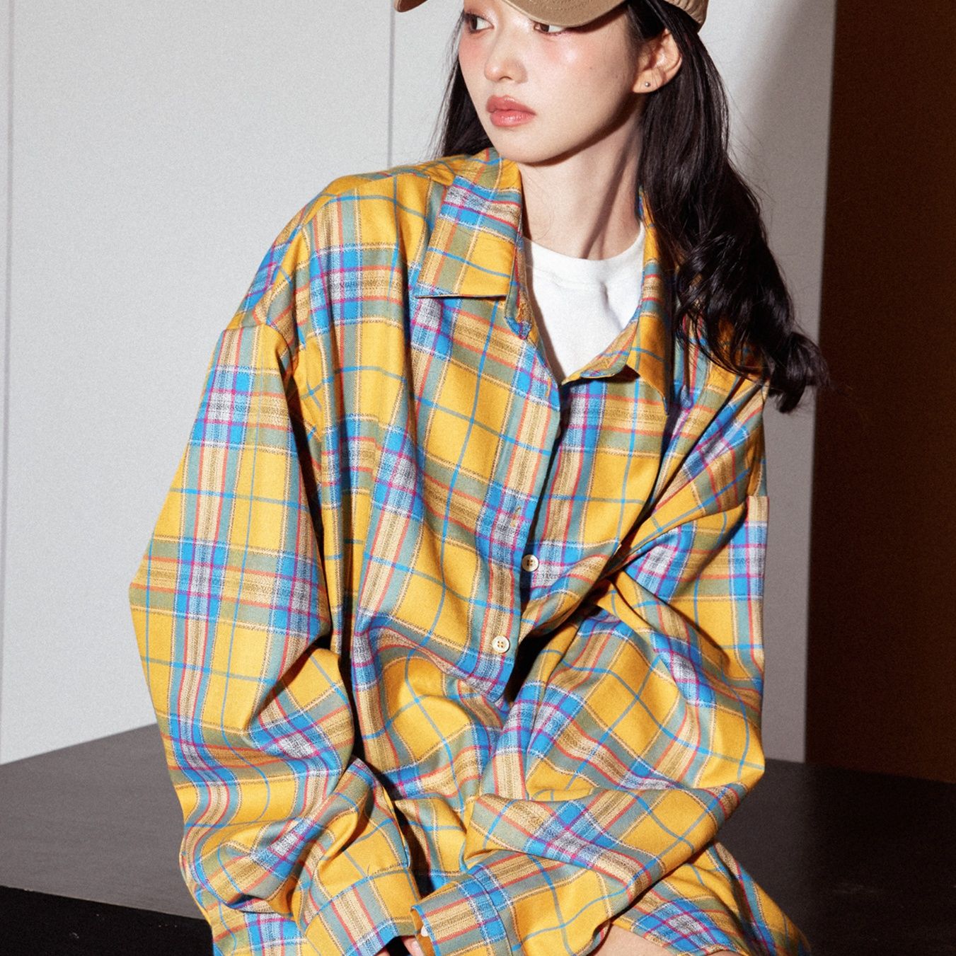 柄シャツ トラッドオーバーサイズチェック柄シャツ