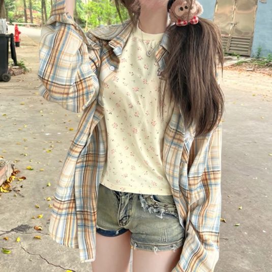柄シャツ 柄シャツ クラシックチェックオーバーシャツ
