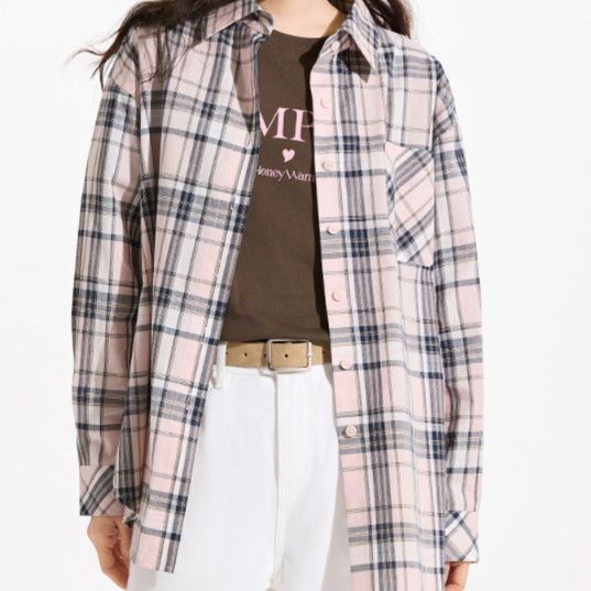 柄シャツ 柄シャツ 格子模様の贅沢綿シャツ