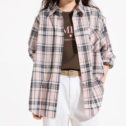 柄シャツ 柄シャツ 格子模様の贅沢綿シャツ