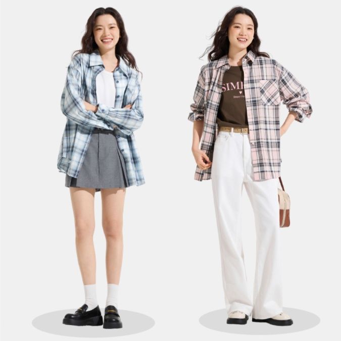 柄シャツ 柄シャツ 格子模様の贅沢綿シャツ