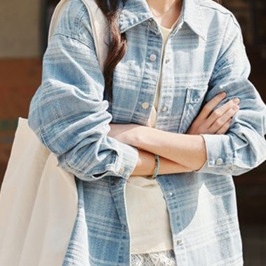 柄シャツ 柄シャツ さわやか格子模様ゆったりシャツ