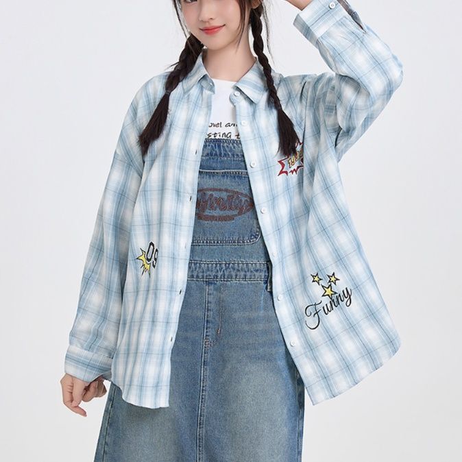 柄シャツ ポップデザインチェック柄シャツ