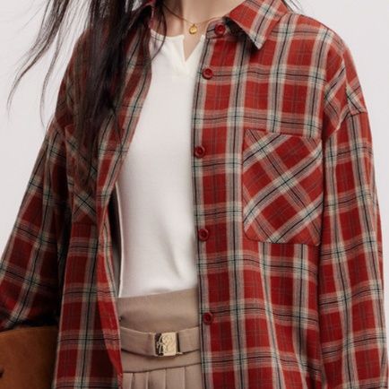 柄シャツ ゆったりシルエットチェック柄シャツ