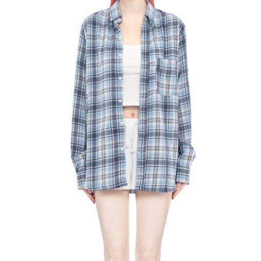 柄シャツ ゆったりシルエット格子柄シャツ