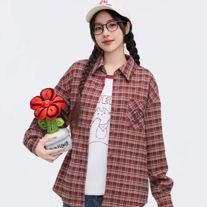 柄シャツ 柄シャツ 伝統格子模様のゆったりシャツ