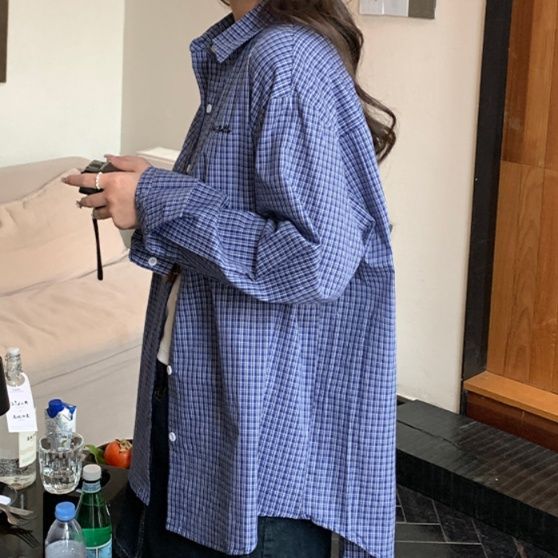 柄シャツ 柄シャツ クラシック格子柄ゆったりシャツ