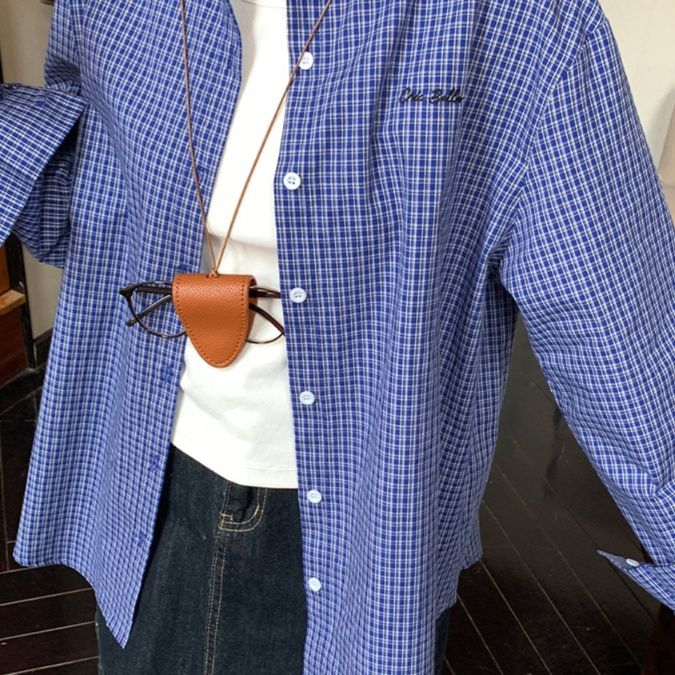 柄シャツ 柄シャツ クラシック格子柄ゆったりシャツ