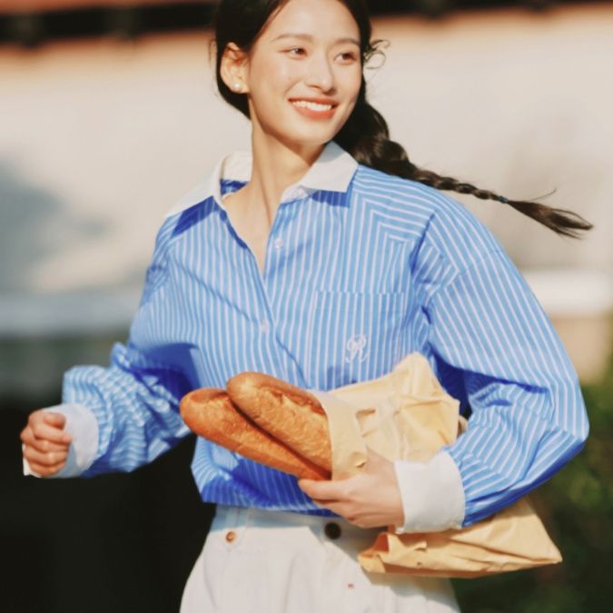 柄シャツ 柄シャツ 縦縞模様の爽やかシャツ