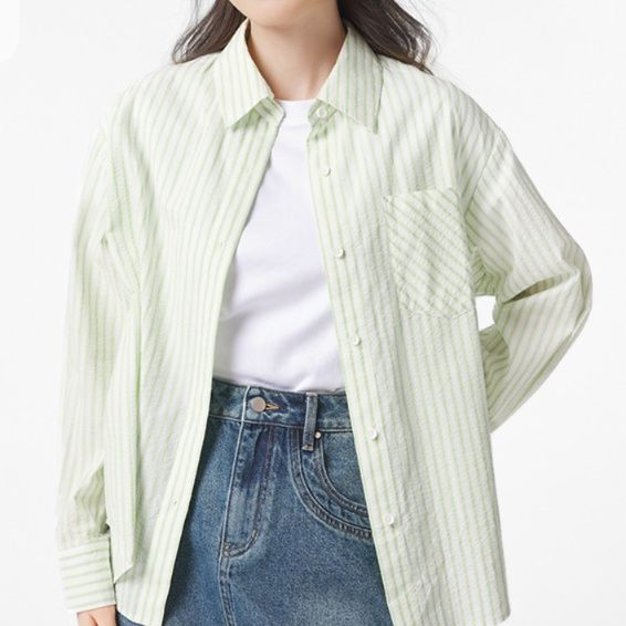 柄シャツ 柄シャツ 爽やか縦縞コットンシャツ