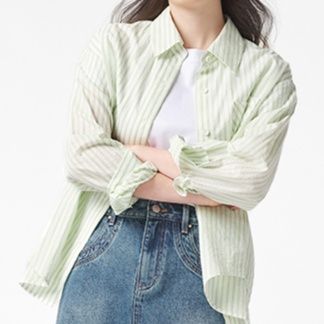 柄シャツ 柄シャツ 爽やか縦縞コットンシャツ