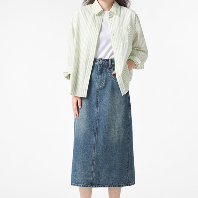 柄シャツ 柄シャツ 爽やか縦縞コットンシャツ