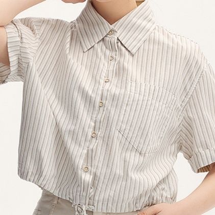 柄シャツ 柄シャツ 涼やか縦縞ゆったりシャツ