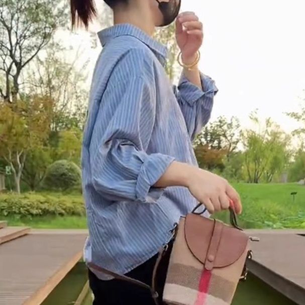 柄シャツ 柄シャツ 軽やか縦縞クロップドシャツ
