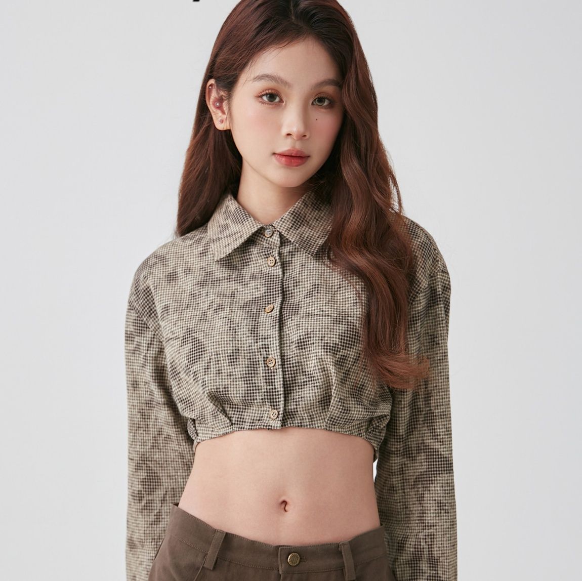 柄シャツ 柄シャツ 格子柄アンティーク風ゆったりシャツ