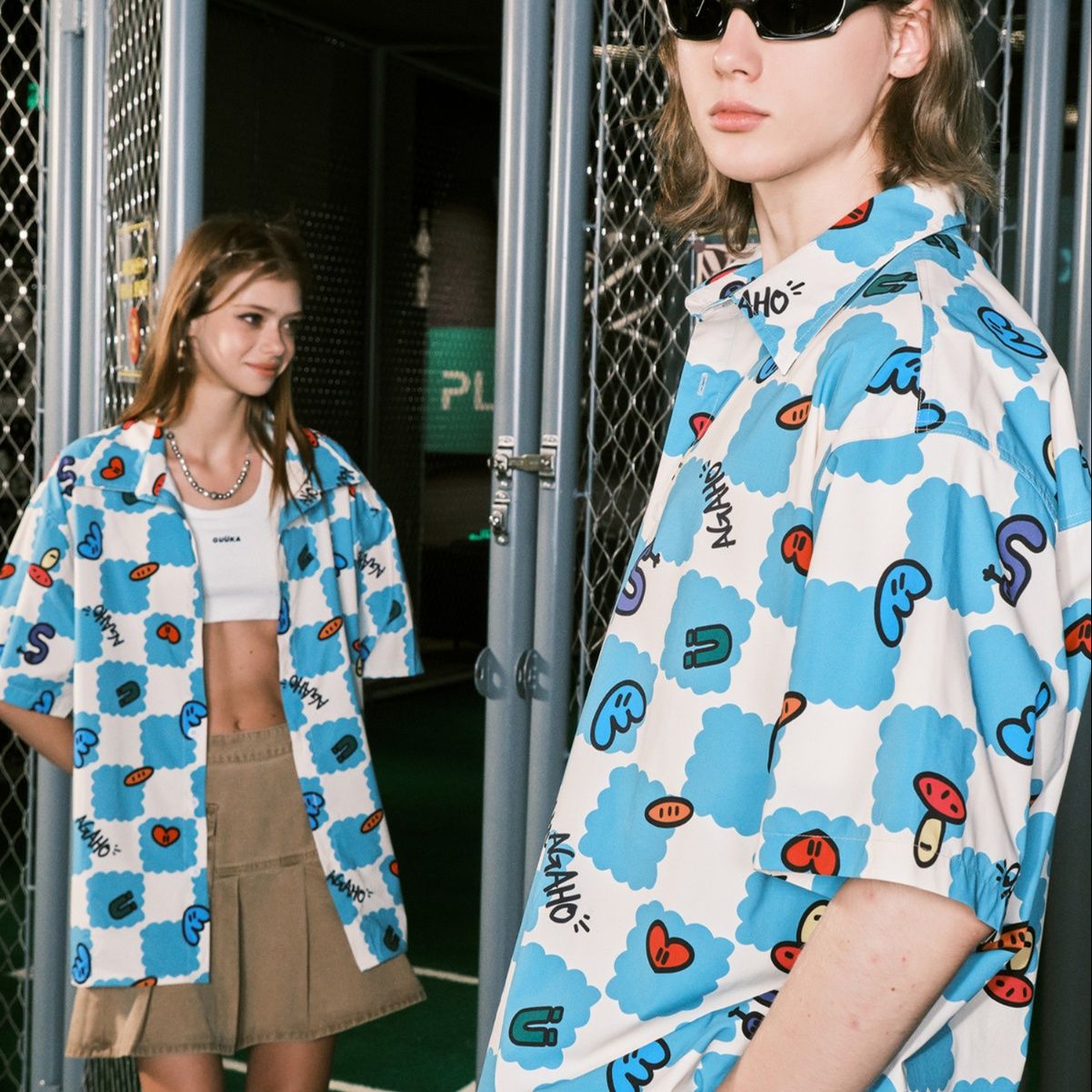 柄シャツ 空模様のポップアート総柄シャツ